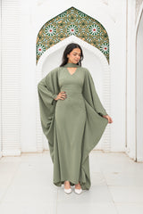 عباية رمضانية بأكمام واسعة - لون زتونى