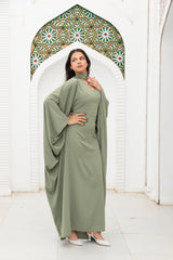 عباية رمضانية بأكمام واسعة - لون زتونى
