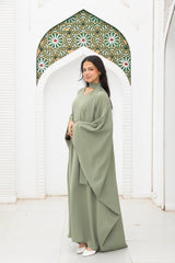 عباية رمضانية بأكمام واسعة - لون زتونى