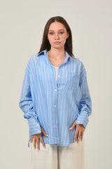 Oversized Loose Fit Striped Linen Shirt For Women