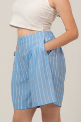 Loose Striped High Waist Shorts For Women