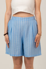 Loose Striped High Waist Shorts For Women