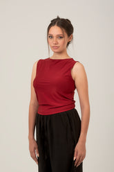 Basic Oval Neck Sleeveless Top For Women