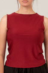 Basic Oval Neck Sleeveless Top For Women