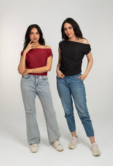 Off Shoulder Short Sleeve Top For Women