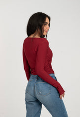 Square Neck Long Sleeve Top For Women