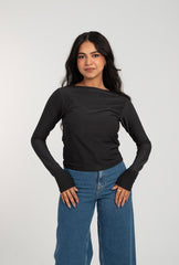 Round Neck Long Sleeve Top For Women