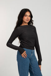 Round Neck Long Sleeve Top For Women