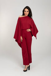 Cape Sleeve Detail Wide Leg Jumpsuit For Women