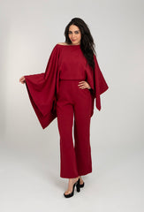 Cape Sleeve Detail Wide Leg Jumpsuit For Women