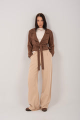 Suede Cropped Belted Jacket