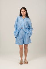 Blue Skies Striped Linen Set Top & Short For Women