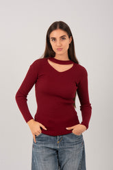 Cutout Knit Long Sleeve Top