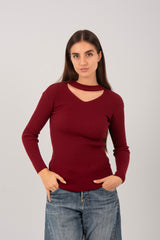 Cutout Knit Long Sleeve Top
