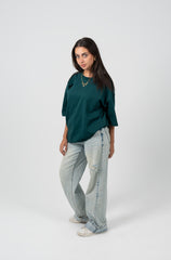 Dark Green Oversized Basic T-shirt