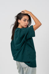Dark Green Oversized Basic T-shirt