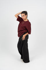 Burgundy Oversized Basic T-shirt