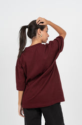Burgundy Oversized Basic T-shirt