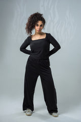 Comfy Cotton Wide Leg Pants - Black