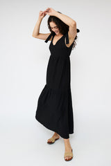 Flare Flowy Tie Shoulders Maxi Dress