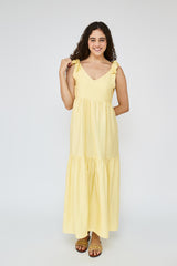 Flare Flowy Tie Shoulders Maxi Dress