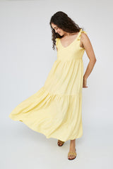 Flare Flowy Tie Shoulders Maxi Dress