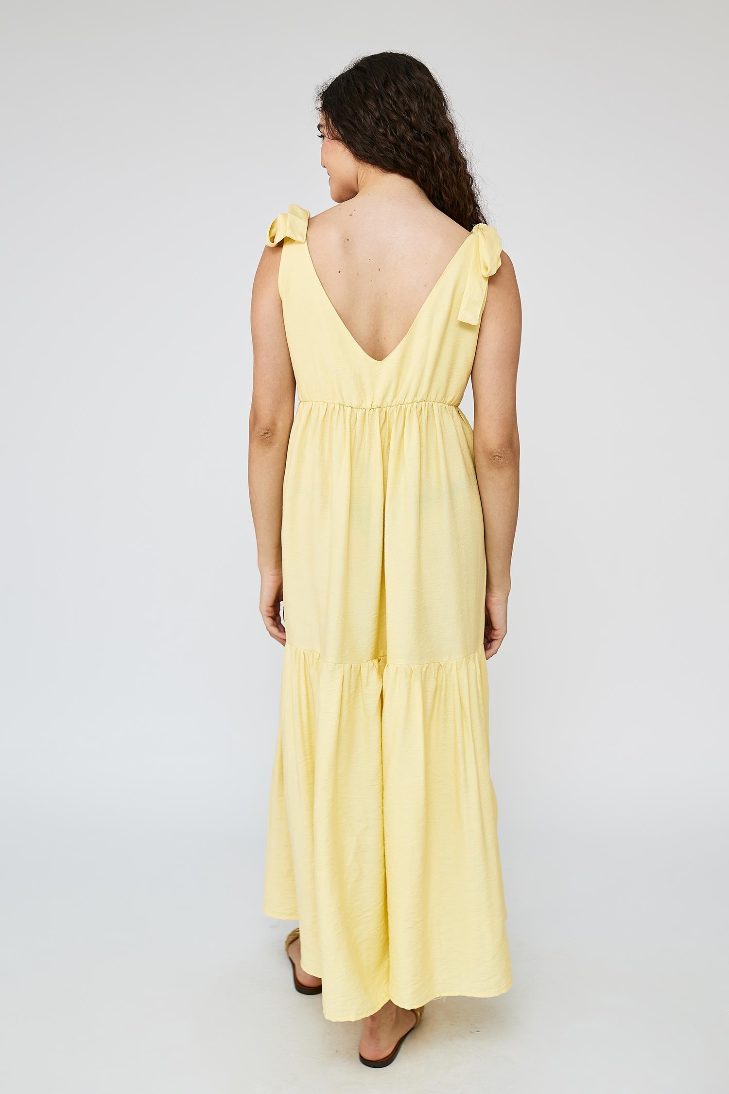 Flare Flowy Tie Shoulders Maxi Dress