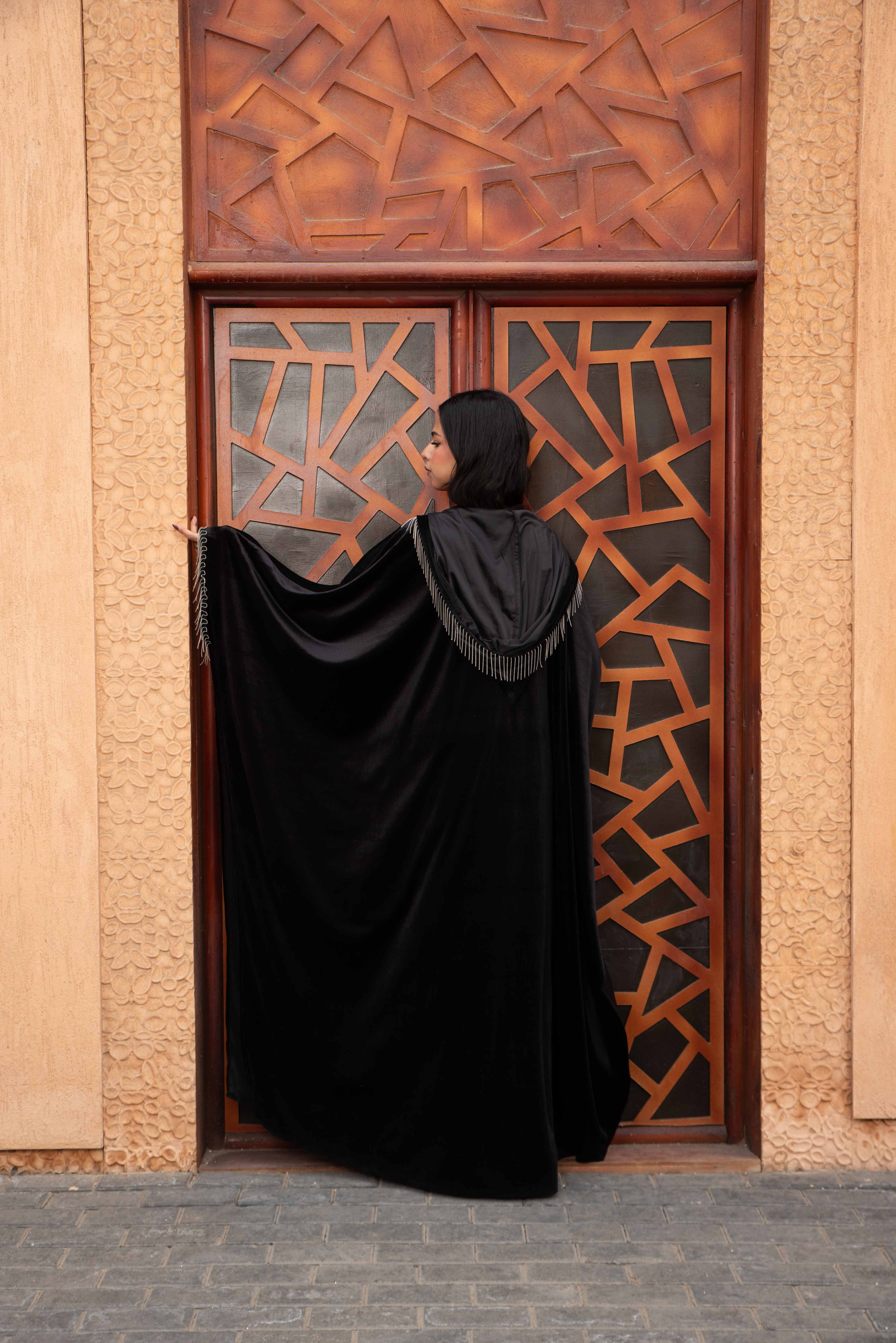 Morocco Velvet Long Sleeve Embroidered Sequins Kimono