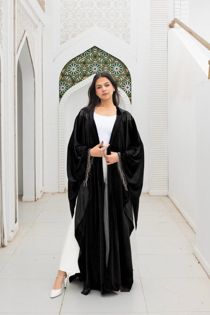 Morocco Velvet Long Sleeve Embroidered Sequins Kimono