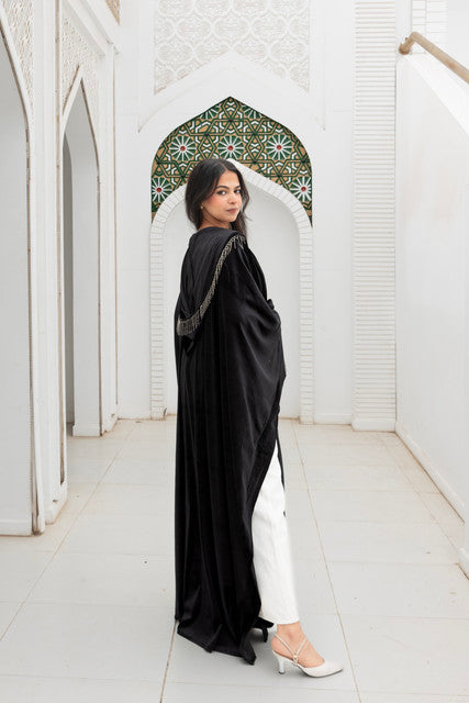 Morocco Velvet Long Sleeve Embroidered Sequins Kimono