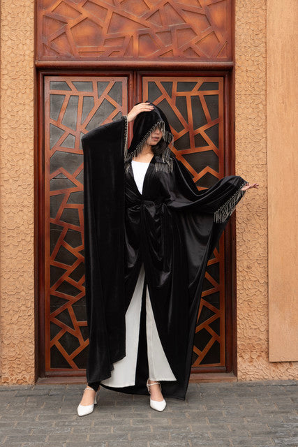 Morocco Velvet Long Sleeve Embroidered Sequins Kimono