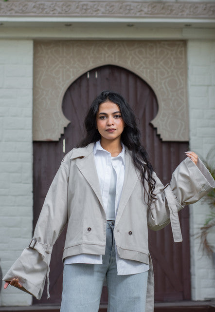 Wide Sleeve Short Trench