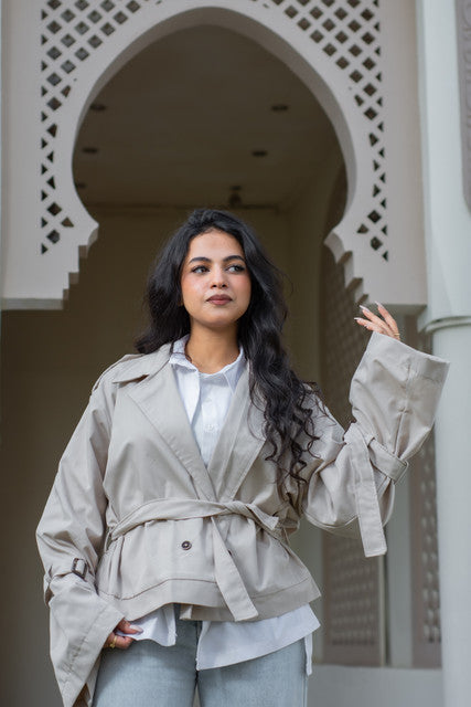 Wide Sleeve Short Trench