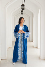 Load image into Gallery viewer, Islamic Print Long Sleeve Kimono - Blue
