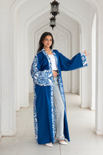 Load image into Gallery viewer, Islamic Print Long Sleeve Kimono - Blue
