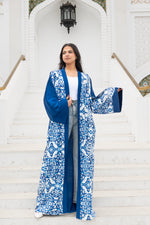 Load image into Gallery viewer, Islamic Front Printed Long Sleeve Kimono - Blue
