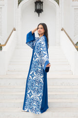 Islamic Front Printed Long Sleeve Kimono - Blue