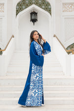 Load image into Gallery viewer, Islamic Front Printed Long Sleeve Kimono - Blue
