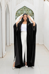 Morocco Velvet Long Sleeve Embroidered Sequins Kimono - Black