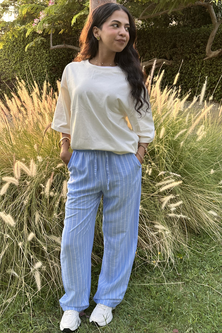 Loose Striped High Waist Pants For Women