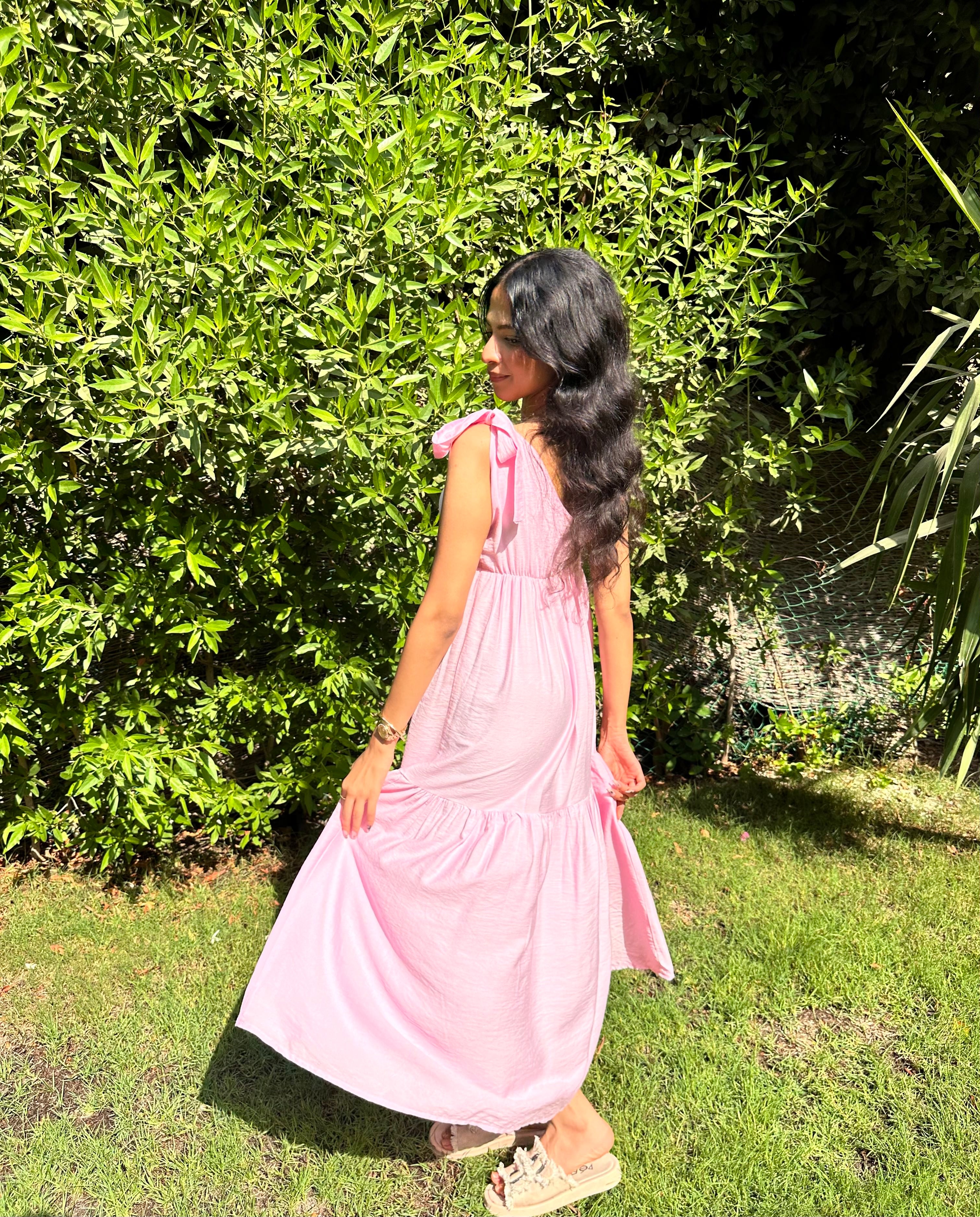 Flare Flowy Tie Shoulders Maxi Dress