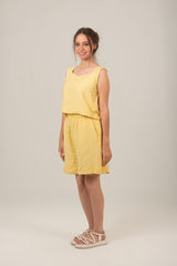 Rectangle Cut Neck Linen Set Top & Short For Women