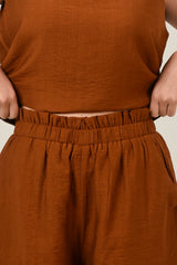 Loose High Waist Linen Shorts For Women