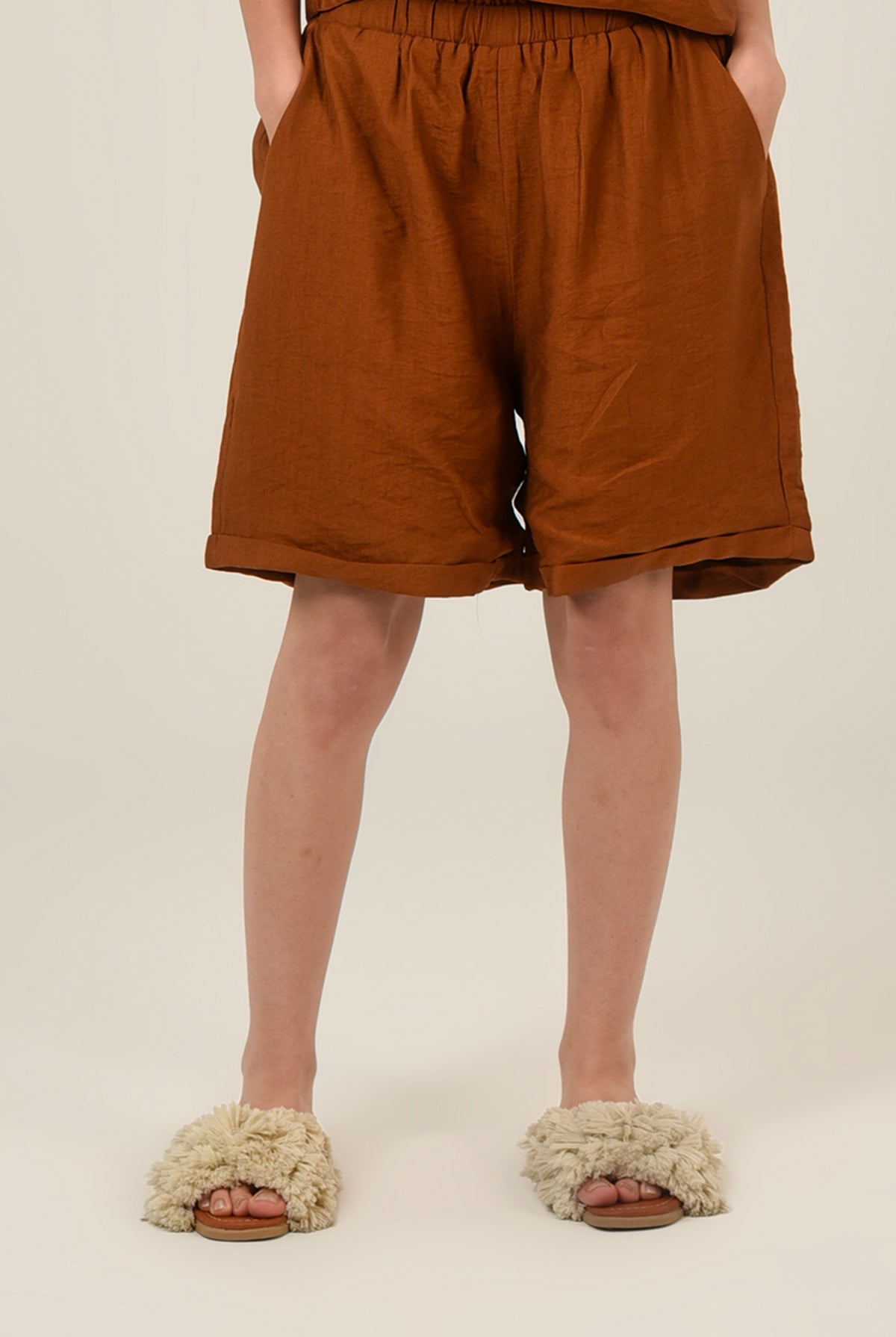 Loose High Waist Linen Shorts For Women