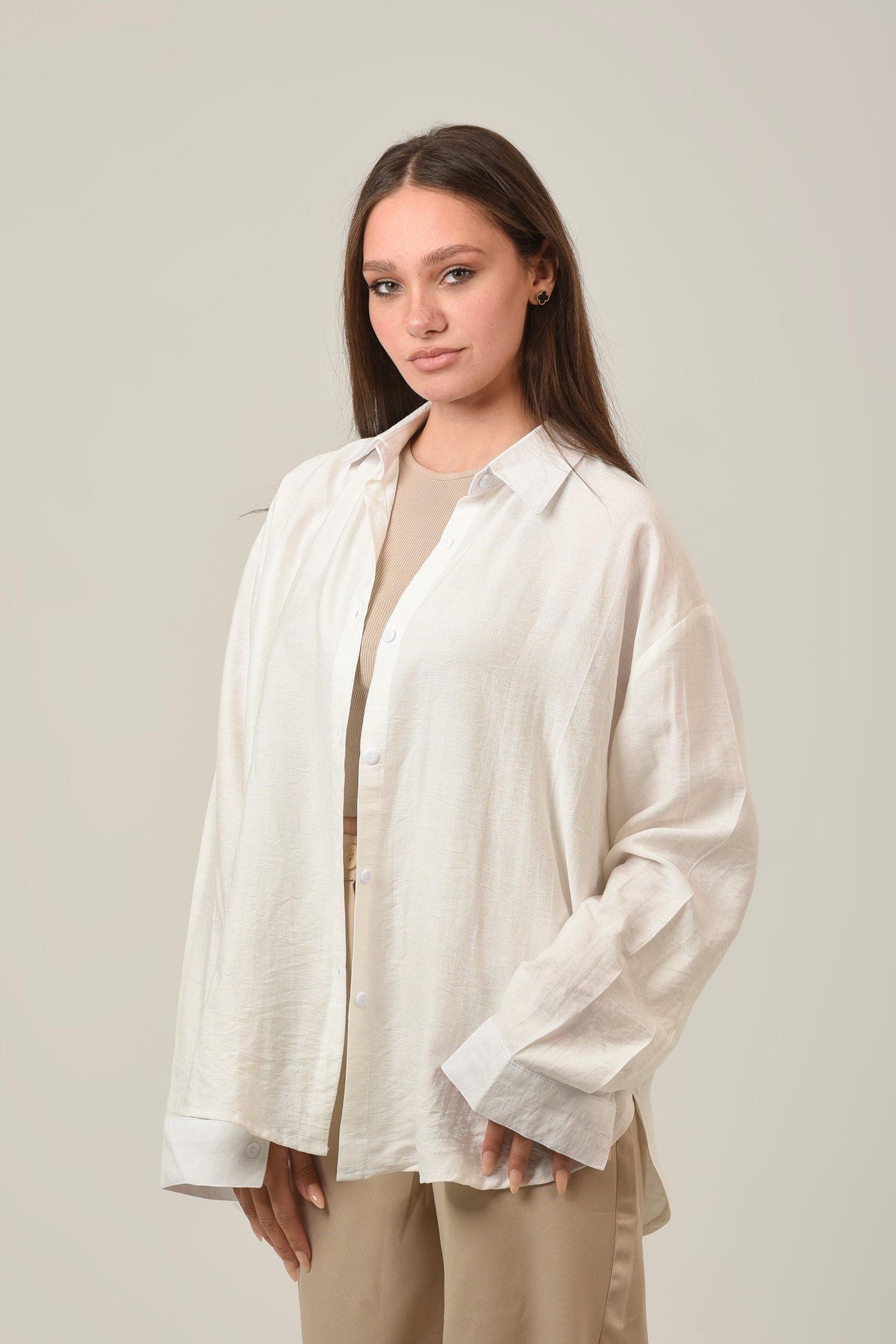 Oversized Loose Fit Linen Shirt For Women