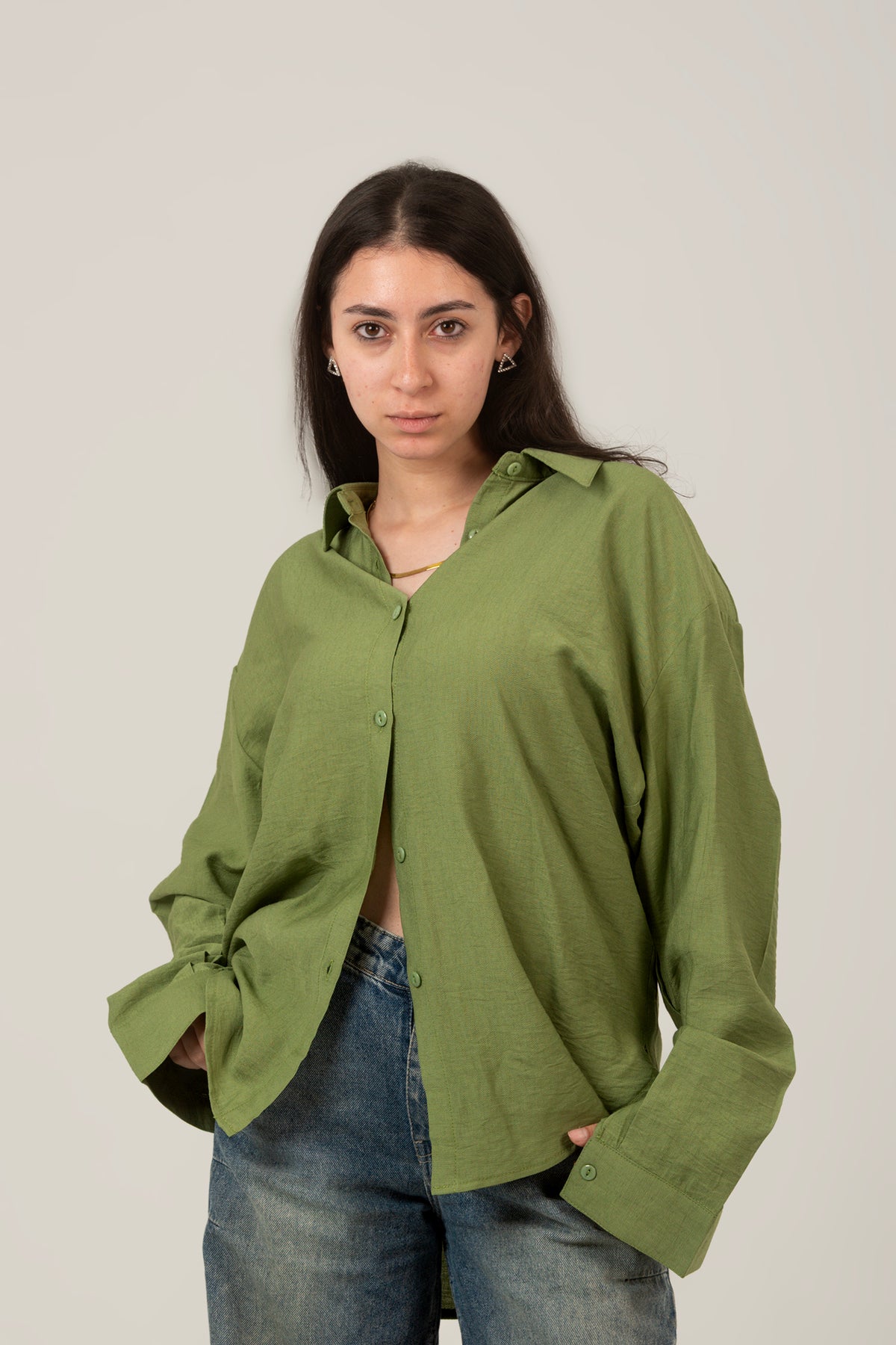 Oversized Loose Fit Linen Shirt For Women