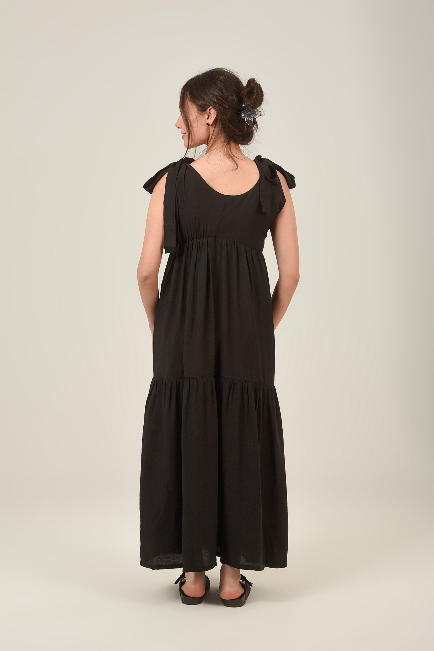 Flare Flowy Tie Shoulders Maxi Dress