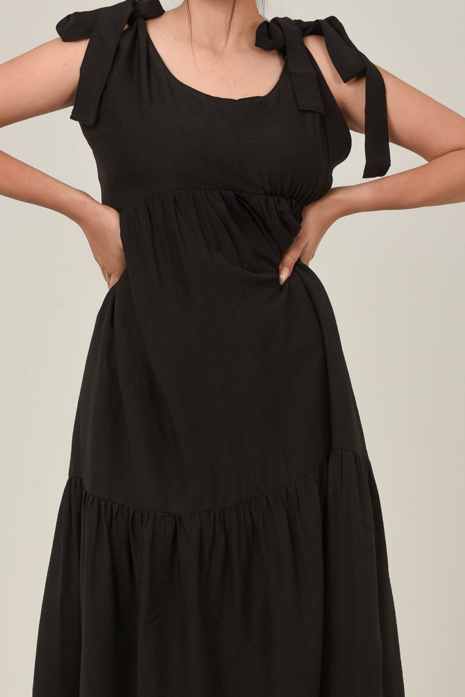 Flare Flowy Tie Shoulders Maxi Dress