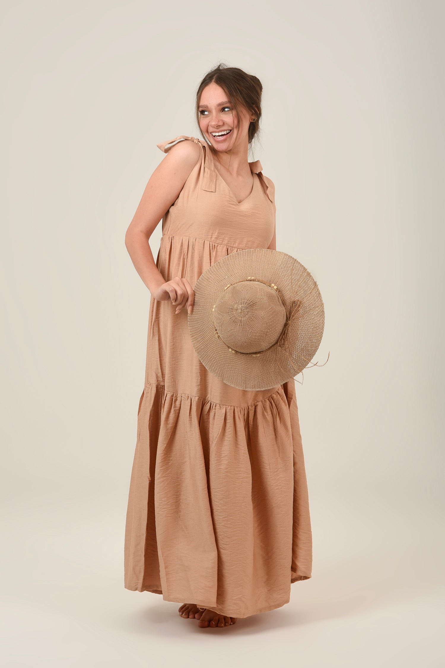 Flare Flowy Tie Shoulders Maxi Dress