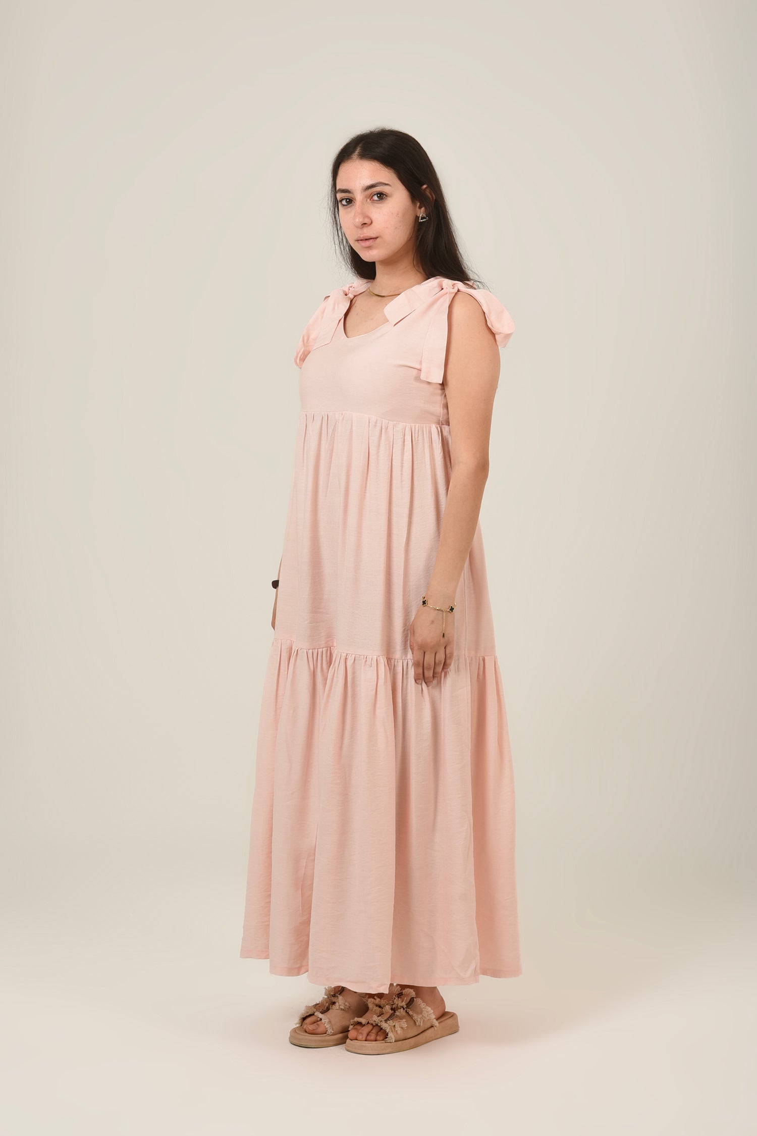 Flare Flowy Tie Shoulders Maxi Dress